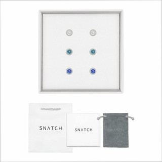 SNATCH X MINIMENT [採用施華洛世奇水晶] 迷你幸運水晶鋼耳環6入禮盒組 - 銀 [一年保固]