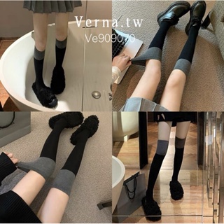 Verna.tw 11月‘ 黑灰色高筒襪 【Ve909070】