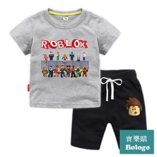 Roblox童T恤夏季新款童裝ins韓版純棉兒童短袖五分褲兩件套裝現貨