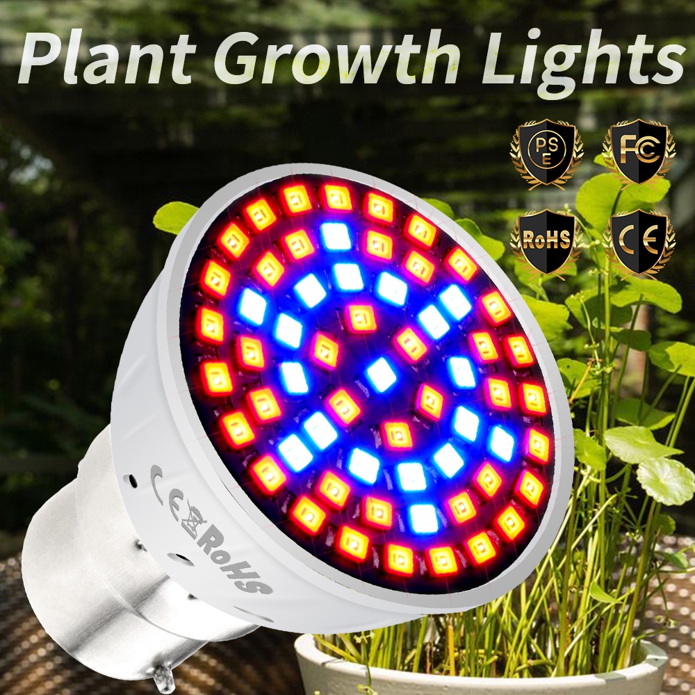 LED園藝燈B22水培植物燈多肉補光E27植物生長燈泡MR16全光譜燈杯UV220V溫室E14花苗GU10