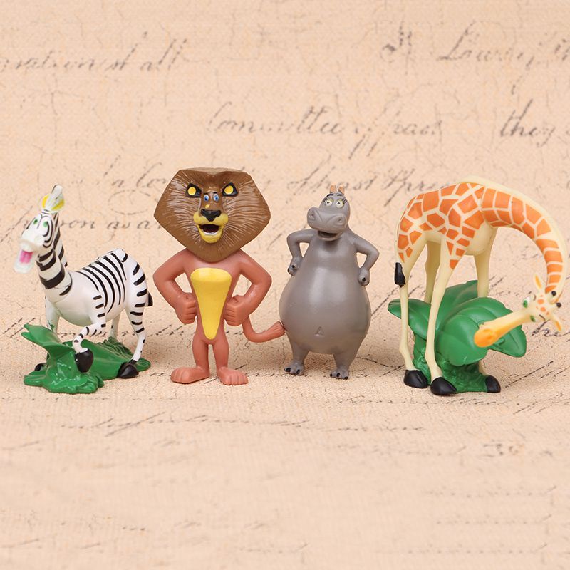 馬達加斯加電影可動人偶 4 件娃娃系列兒童玩具可愛迷你玩具和