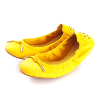 G.Ms. 輕旅行-全真皮單結蝴蝶結折疊豆豆鞋(無鞋袋)-香蕉黃35碼