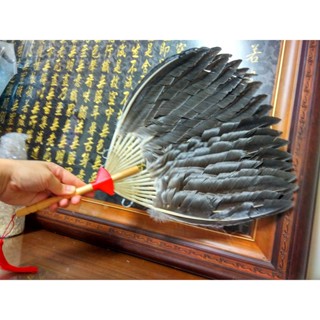【靜福緣】天然羽毛『鵝毛扇(灰色) 大款』鵝毛扇 羽毛扇 孔明扇 濟公扇 乩童法器 人神明靈駕用品