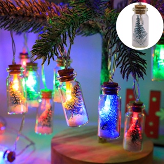 新款圣誕樹燈串LED玻璃許愿瓶漂流瓶彩燈圣誕節電池盒裝飾燈