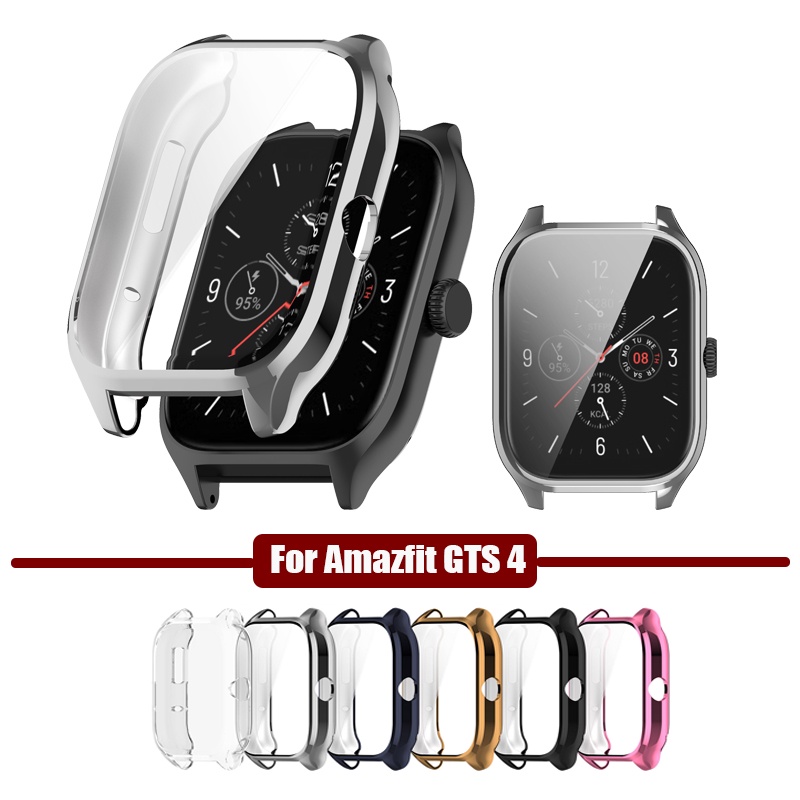 保護殼 TPU軟殼 適用於 華米 Amazfit GTS 4 GTS4 配件電鍍帶屏幕保護膜的保護套