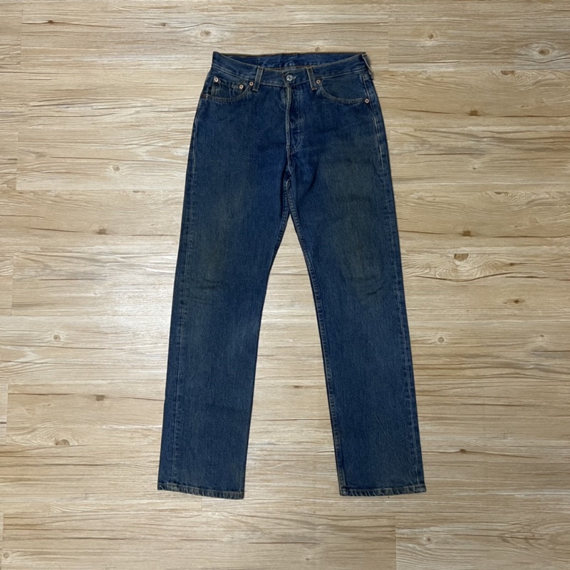 Levis 501 denim vintage 美國製 Student系列 淺藍 油潑 石洗 寬版 直筒 長褲 牛仔