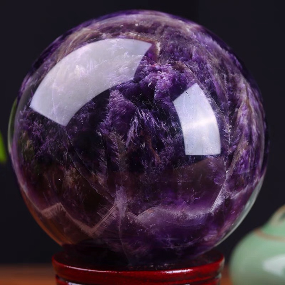 天然水晶球夢幻紫水晶水晶球擺件拋光家居擺件精美工藝品紀念品收藏