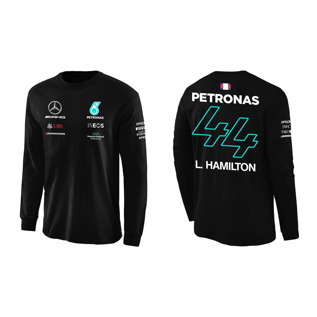 一級方程式一級方程式長袖襯衫 Mercedes Lewis Hamilton 2022 男士時尚三維印花休閒運動長袖圓領