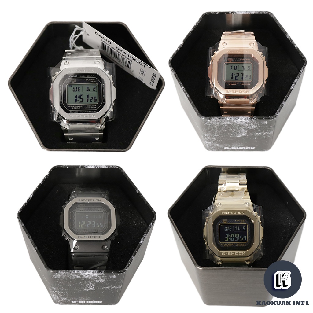 【高冠國際】G-Shock Casio 公司貨正品 GMW-B5000 全金屬 不鏽鋼 太陽能 電波錶 銀 黑 玫瑰金