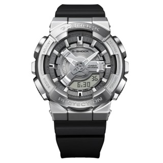 【CASIO 卡西歐】G-SHOCK 精巧纖薄金屬外殼3D錶盤雙顯錶-銀(GM-S110-1A WOMAN系列)