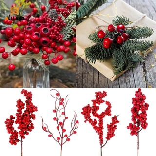 【熱賣】農曆新年人造豐富水果桶/仿真紅漿果樹枝家居聖誕婚禮花環裝飾