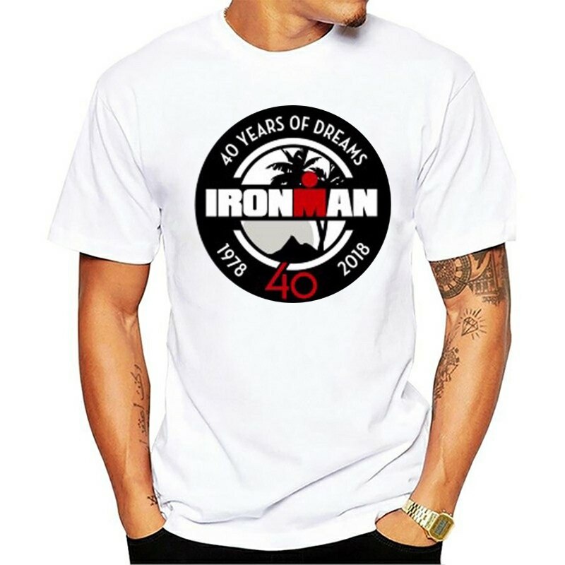 男士 T 恤 Ironman 40 年夢想鐵人三項白色上衣 T 恤 T 恤尺碼 T 恤新中性搞笑