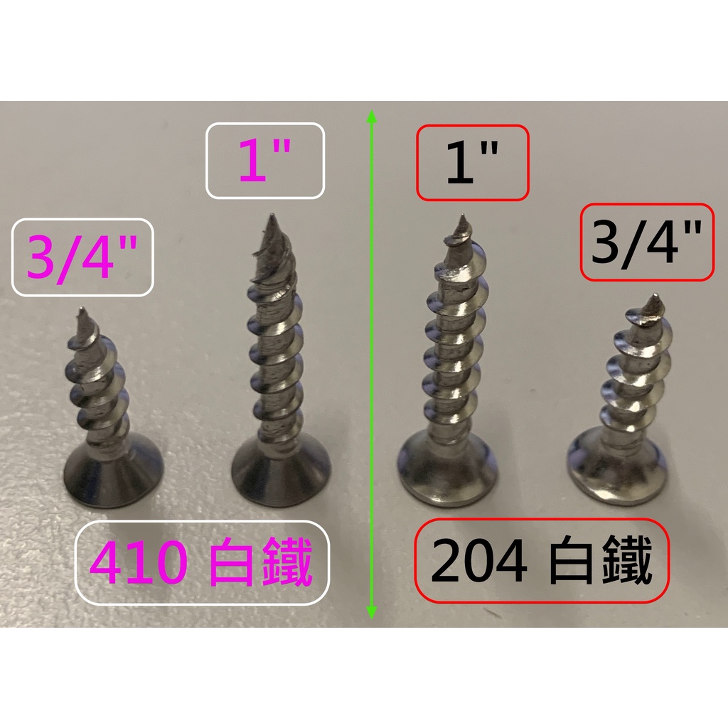 【壁螺村】100支 #8 白鐵 204 410  喇叭頭 皿頭 平頭 3.4mm鑽頭 水泥螺絲 木螺絲 高張力螺絲