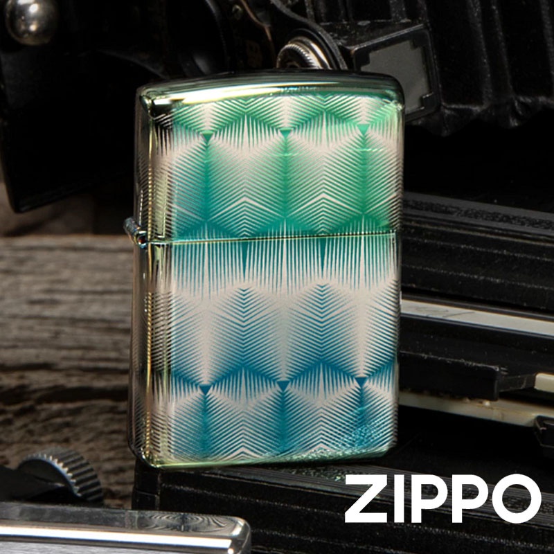 ZIPPO 藍綠冰花紋設計防風打火機 美國設計 官方正版 現貨 禮物 送禮 刻字 客製化 終身保固 49813