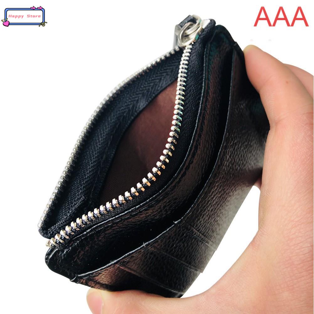 Image of Men Wallet Solid Color Textured PU Zipper Card Holder Mini C #4