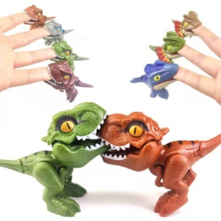4pcs手指咬恐龍侏羅紀霸王龍仿真恐龍模型玩具擺攤玩具熱銷