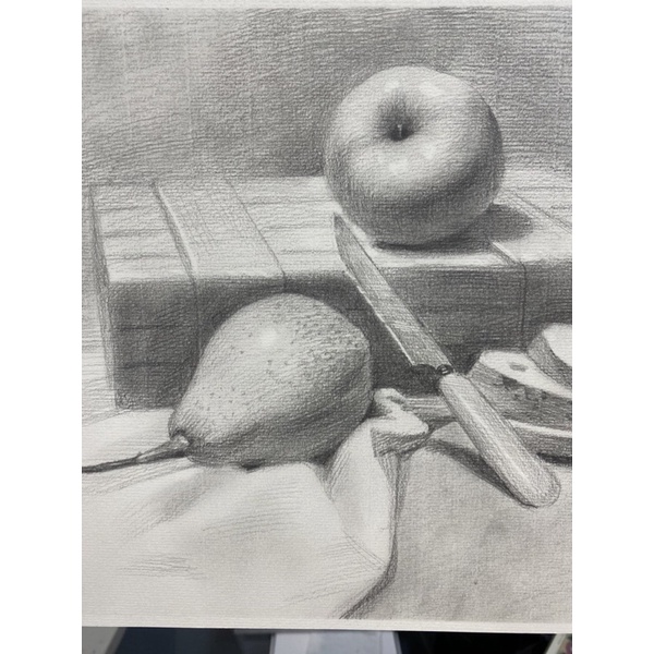 [V藝術] 酪梨 水梨 冬瓜切片 水果刀 靜物 - 純手工繪畫 非列印 素描 水彩 作品 8K