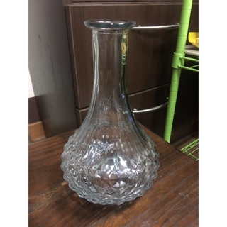玻璃花瓶 藝術花瓶 厚玻璃 雕花玻璃花瓶 高20公分