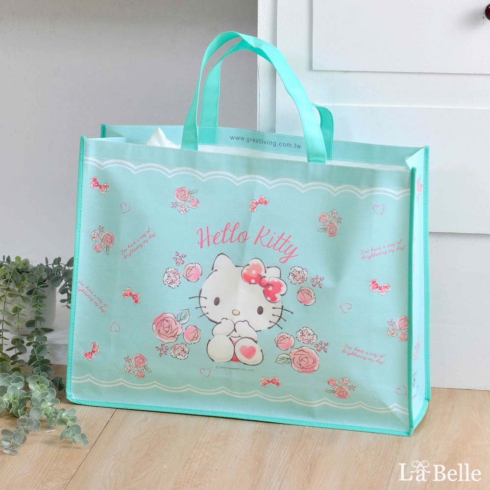 三麗鷗 Sanrio 花漾HELLO KITTY 環保購物袋 56x43x15cm 格蕾寢飾  可超取 購物袋