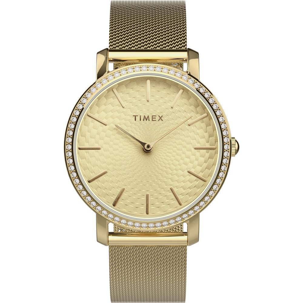 【TIMEX】天美時 復刻系列  水晶錶圈仕女手錶 ( 金 TXTW2V52200)