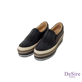 【DeSire】心動貼鑽亮面厚底懶人鞋-黑色(2337205-99)