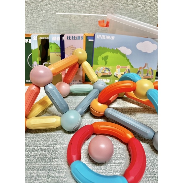 現貨在台＊兒童百變益智磁力棒3-6歲智力拼圖大積木玩具(78件強磁力棒)