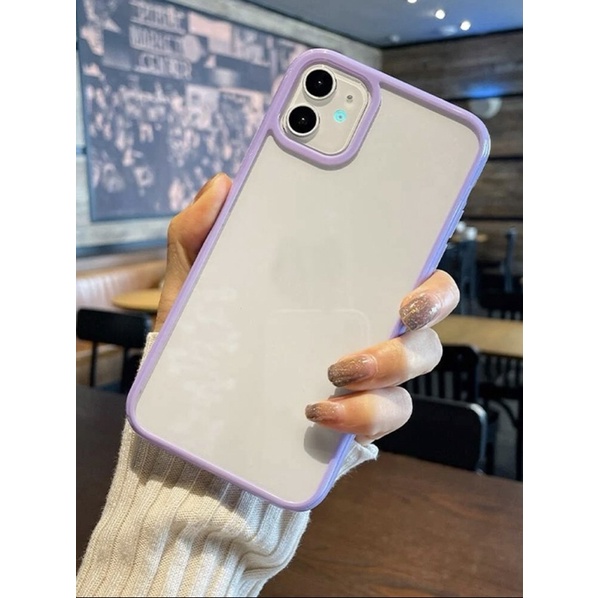 全新｜iPhone7plus、8plus紫色拼接框透明手機殼