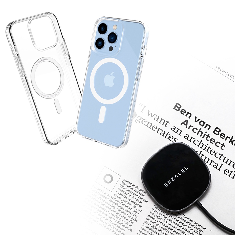BEZALEL倍加能｜ Futura S MagSafe 無線充電盤 + iPhone13系列 MagSafe透明保護殼