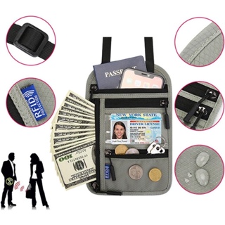 台灣出貨 旅行防盜包 掛脖式多功能護照包RFID 單肩收納袋 出國機票收納 證件收納包