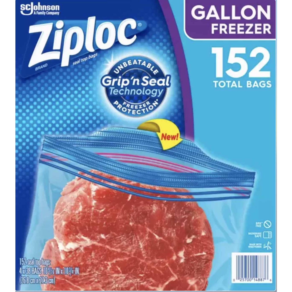 【Ziploc】Ziploc 雙層夾鏈冷凍保鮮袋 大 152入 現貨