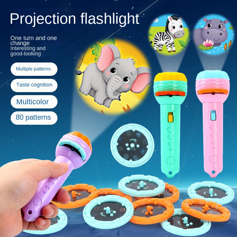 兒童手電筒投影儀手電筒燈玩具睡覺故事書早教玩具兒童假期嬰兒玩具