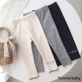 現貨24小時出貨🎈童裝 春夏季 90-130碼 韓版 刺繡小花休閒長褲 九分褲 女童女寶