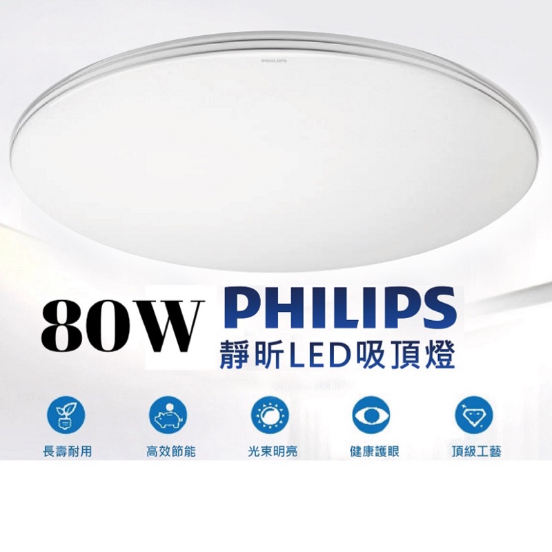 【PHILIPS 飛利浦】 【含稅附發票】現貨秒出 靜昕吸頂燈 附遙控器 LED 調色調光燈 80W 吸頂燈 PA001