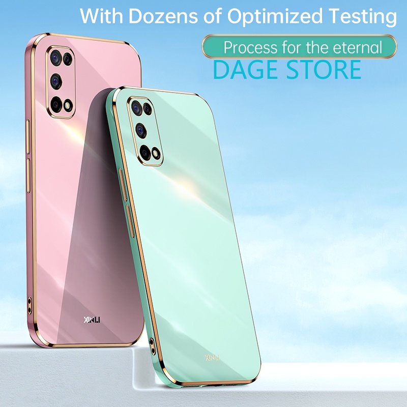 [DAGE] Realme 7 5G Q2 V5 外殼適用於 Oppo K7x 純色直邊 6D 電鍍手機殼軟蓋