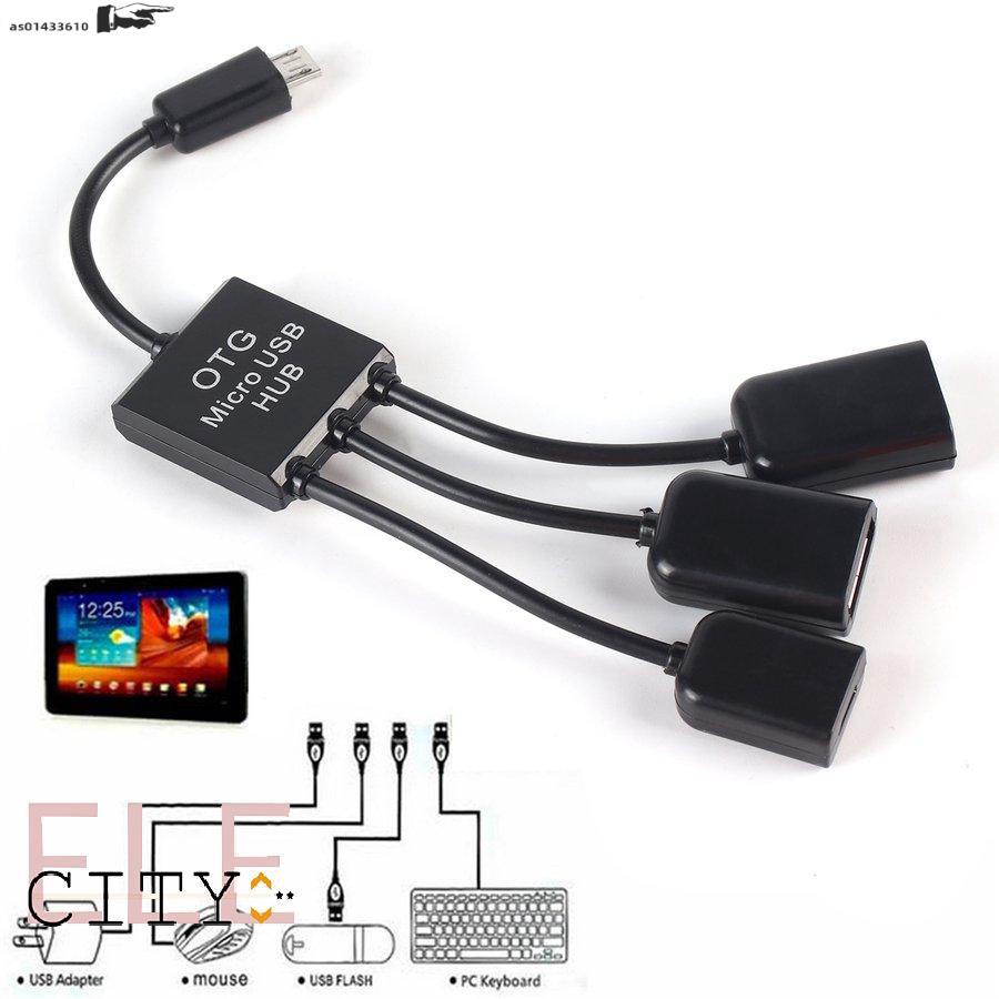 Micro USB Hub OTG Connector Spliter Power Charging Cable Dat