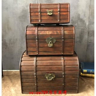 收納盒 木箱 攝影道具 首飾盒 復古木盒 仿古帶鎖 寶箱 復古木箱子 藏寶箱 做舊 創意收納箱 裝飾 道具 陳列箱包裝