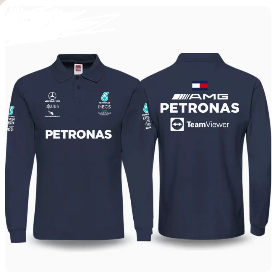 F1 Mercedes-AMG Team車隊訂製工作服賽車長袖POLO襯衫
