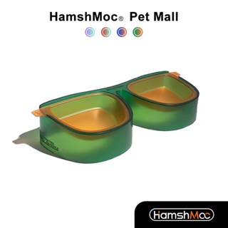 HamshMoc 多功能寵物雙碗 兩件式狗碗貓碗 抗菌寵物飲水餵食碗 時尚撞色 護頸椎食盆 寵物用品【現貨速發】