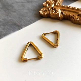 [FEGATO]簡約三角耳環-耳飾/三角/歐美/18K金色/抗敏