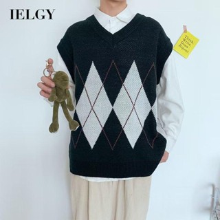 IELGY 男士針織背心學院風V領外套百搭