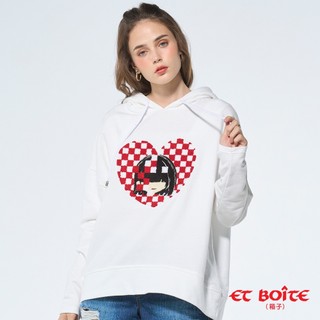 BLUE WAY 箱子 ET BOiTE-女款 LIZ棋盤示愛連帽長TEE(白)