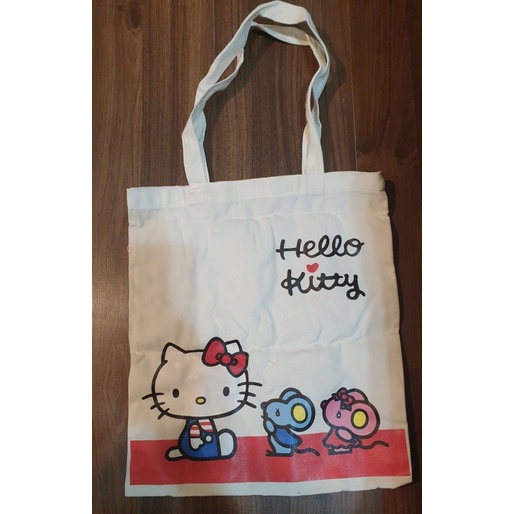 【全新正版】三麗鷗 hello kitty 休閒輕便 白色 手提 環保購物袋 帆布 提袋 托特包