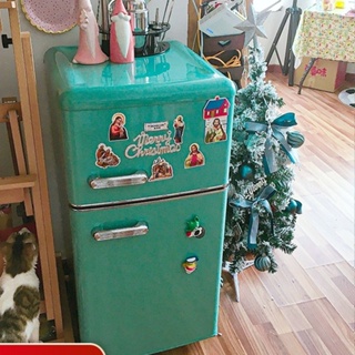 現貨-德姆勒復古電冰箱迷你小型家用出租房宿舍雙開門節能省電冷藏冷凍 小冰箱
