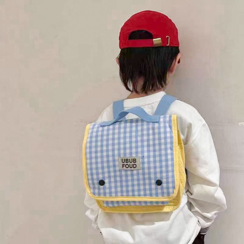 韓國版兒童包包 新款格子男女童後背包 中兒童幼兒凹造型後背包 寶寶書包 時尚潮流
