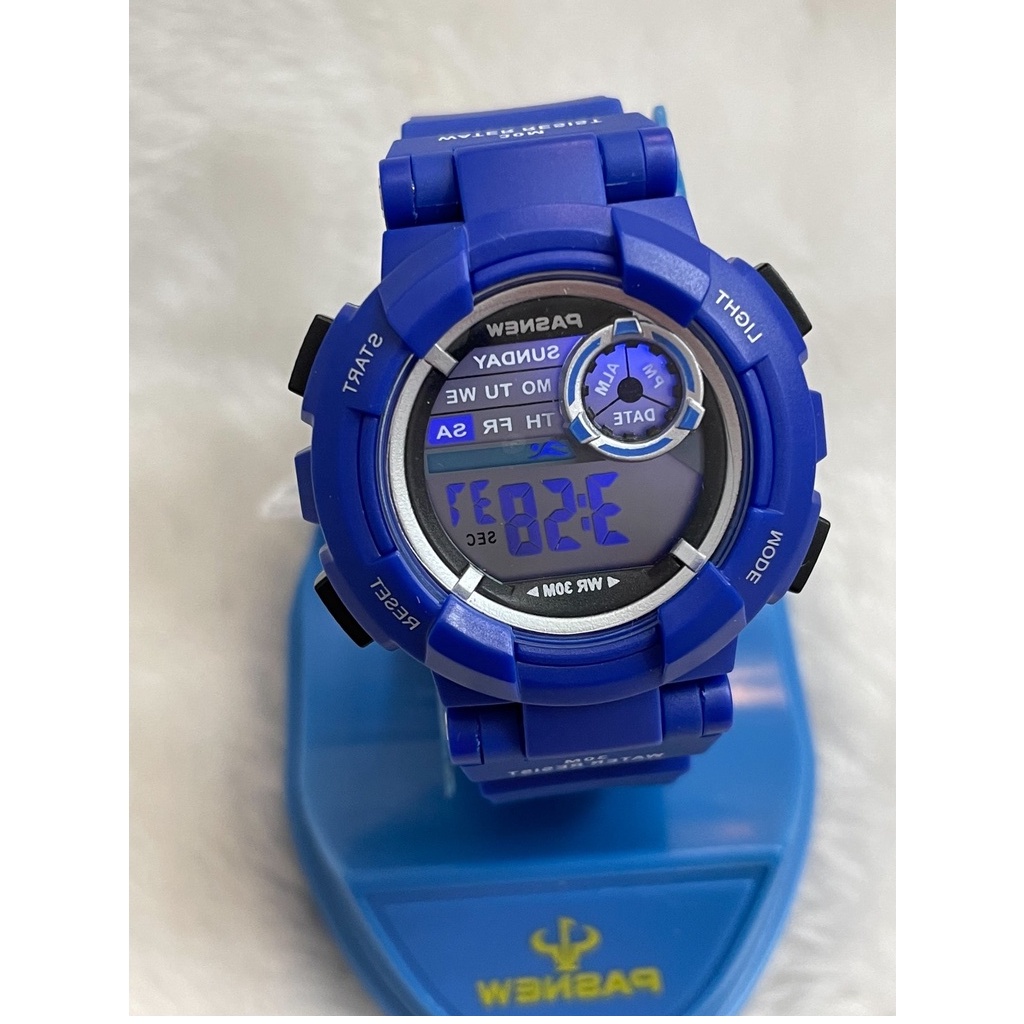 【幸福媽咪】網路購物、門市服務 PASNEW 百勝牛 多功能防水運動電子錶 PSE-487 藍色