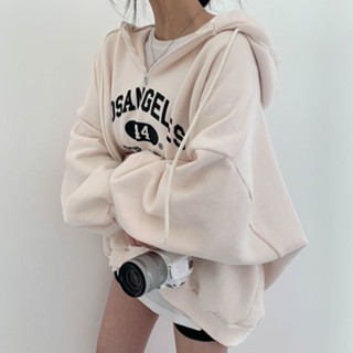 【HOSS】免運🔥半拉鍊帽T 連帽衛衣女 韓版 寬鬆 新款 oversize 刷毛加厚 vintage 百搭 長袖印花上