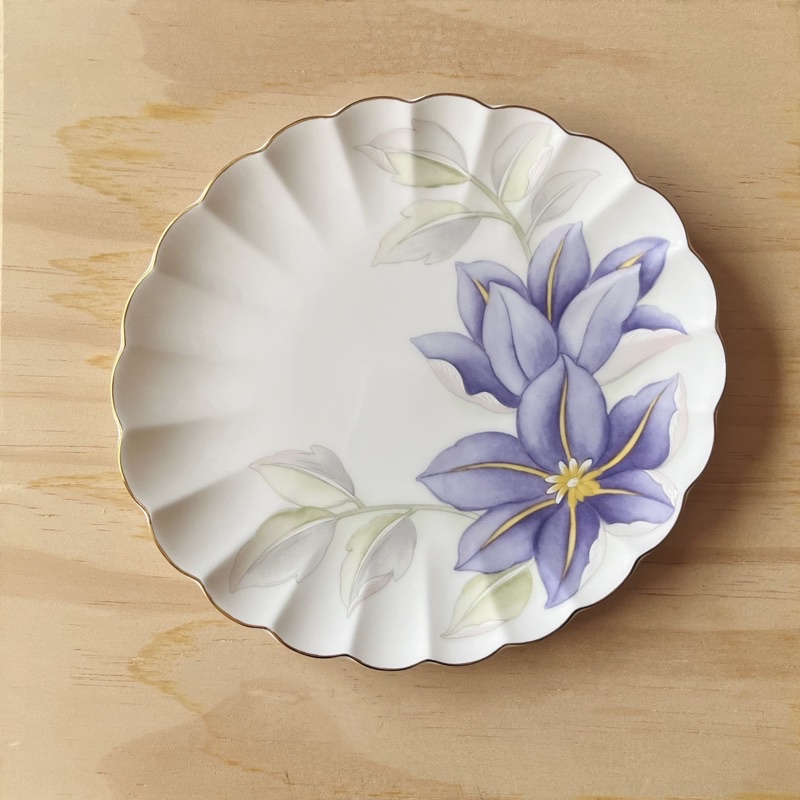 【現貨】日本 NIKKO 日光 紫花 骨瓷 15公分 點心盤 日本製