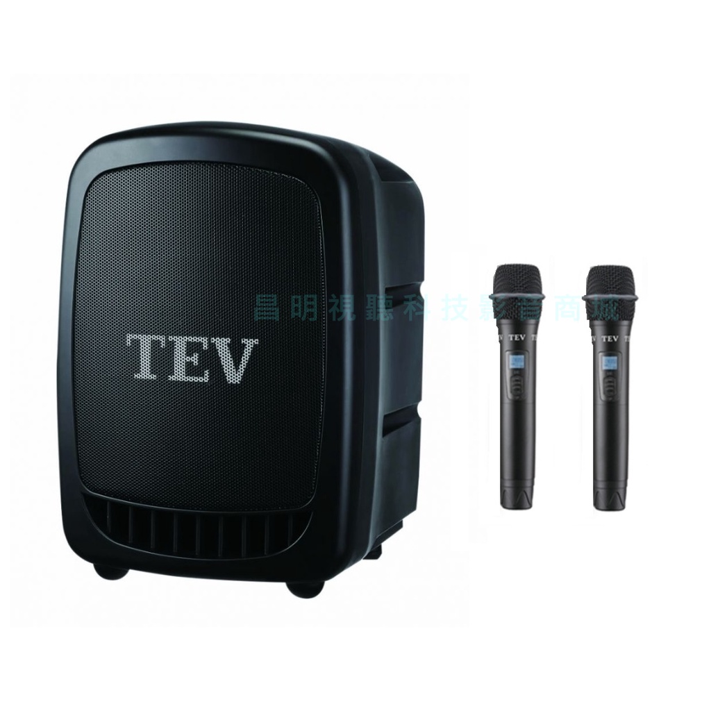 【昌明視聽】TEV TA-380 手提式無線擴音喇叭 80W 藍芽 USB SD卡 附2支100頻選頻手持式無線麥克風