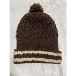 二手 毛帽 咖啡色 毛球 保暖 針織帽 帽子