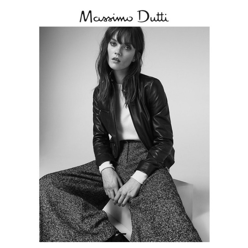 全新現貨專櫃Massimo dutti 黑女式經典立領 雙拉鍊 真皮皮衣小羊皮xs